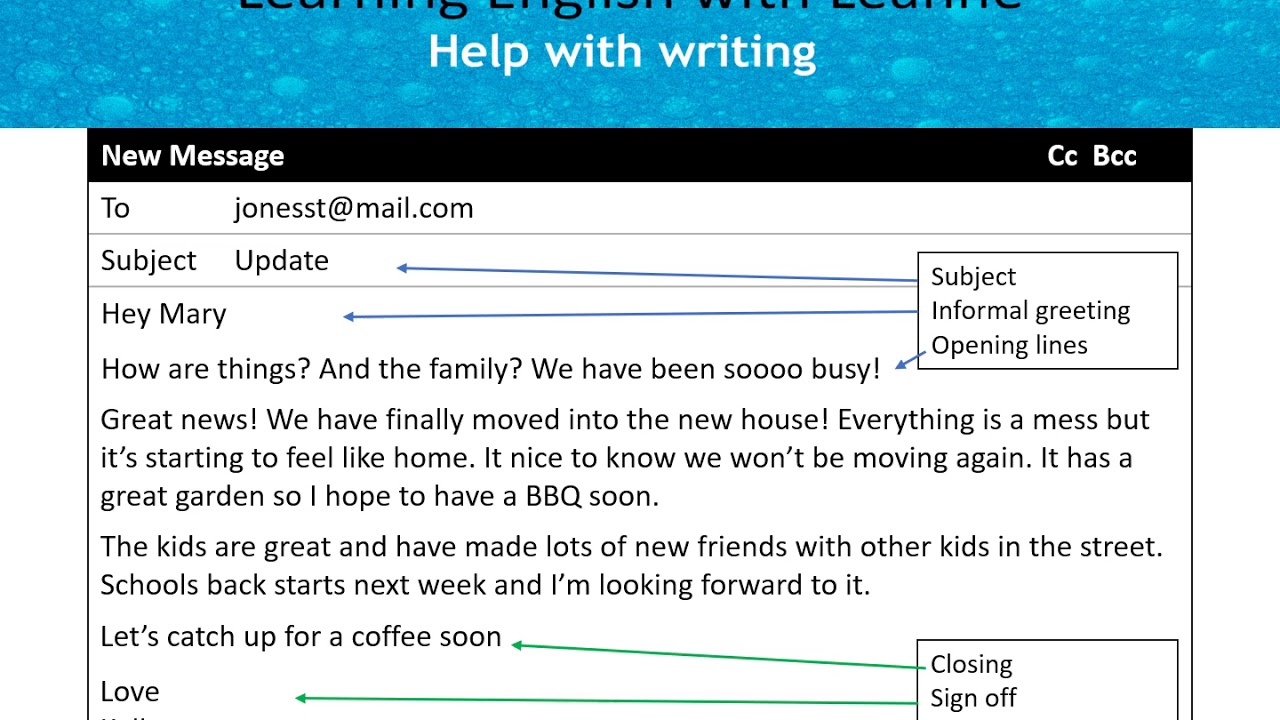 نحوه نوشتن ایمیل دوستانه به انگلیسی
